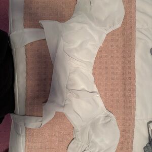 White Off-Shoulder Crop Top